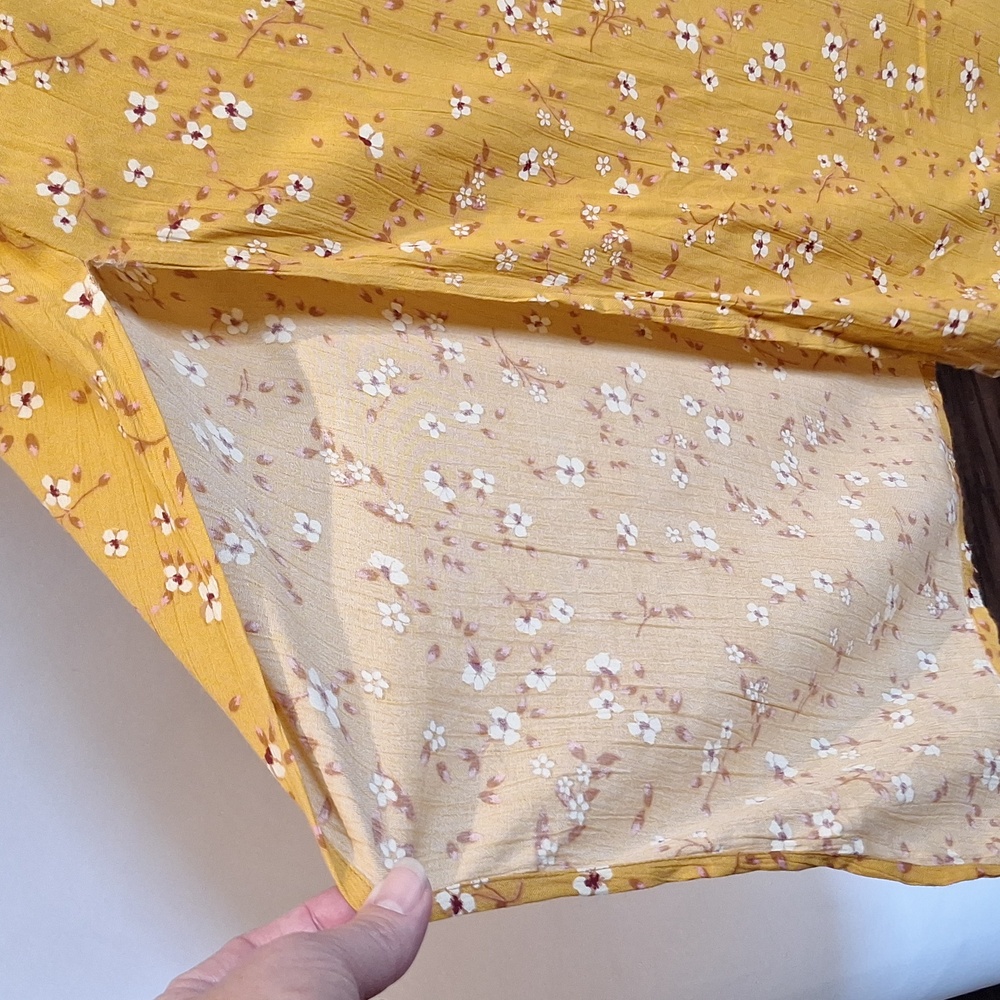 Yarn & Sea maxi dress with off the shoulder smocked top size L mustard gold - Picture 3 of 6
